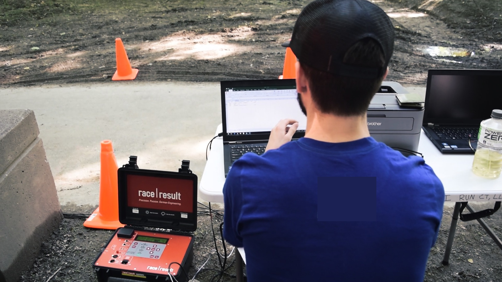 Race timing equipment setup with professional timing system